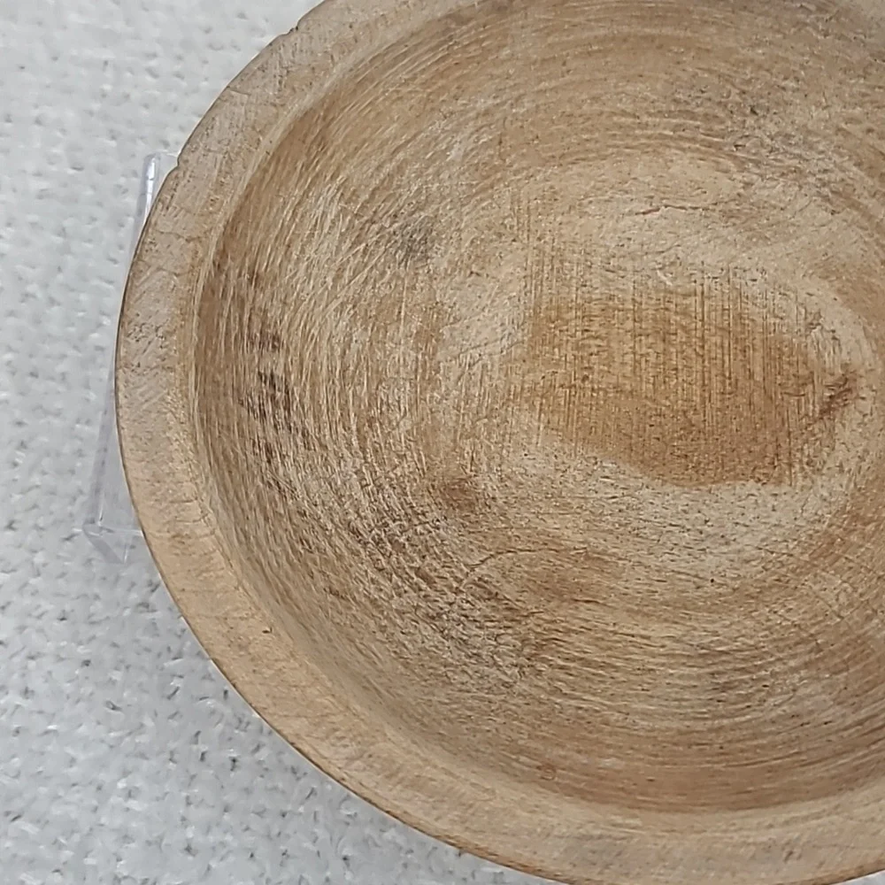 Vintage Farmhouse Mid Century Modern Wooden Small Hand Carved Dough/Salad Bowl